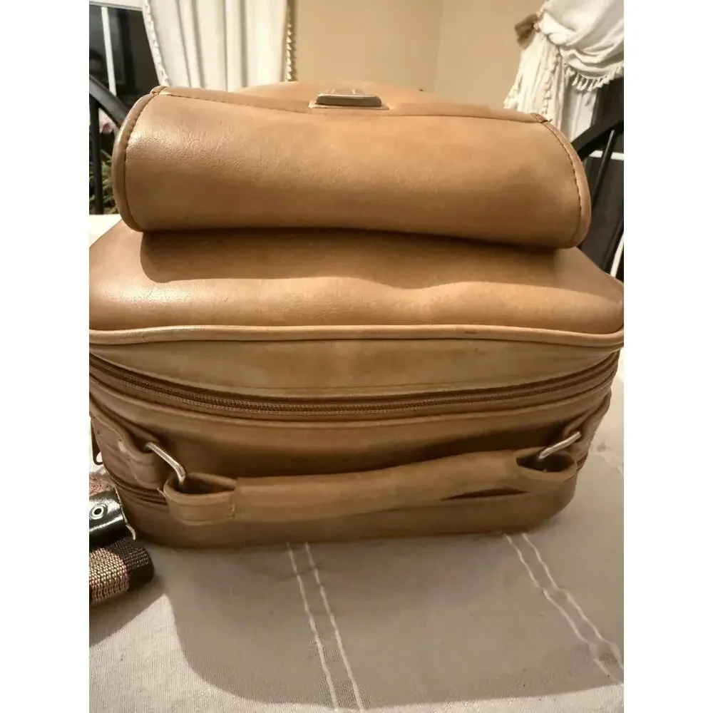 Marsand Brown Faux Leather Vegan Camera Bag, Padded Interior Vintage